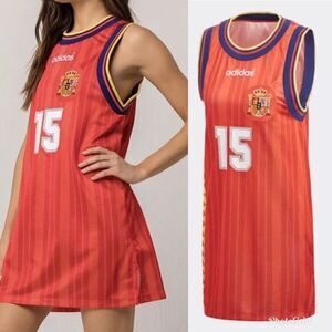 Adidas Originals Red Spain 15 Mesh Jersey Dress